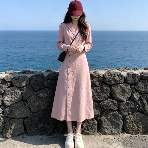 2026春秋季新款韩版时尚气质百搭显瘦绝美粉色半身裙两件套装女款