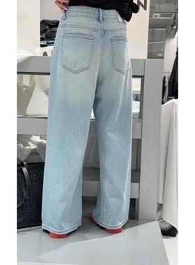 诗歌兰女装2025夏季新款 22153温柔简约优雅薄款显瘦直筒牛仔裤女