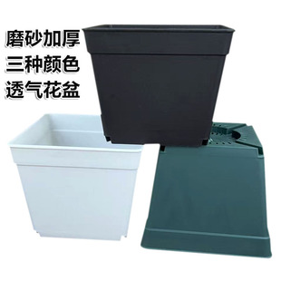 磨砂加厚黑方盆12*12cm景天生石花多肉盆黑白色绿色德国AP同款盆