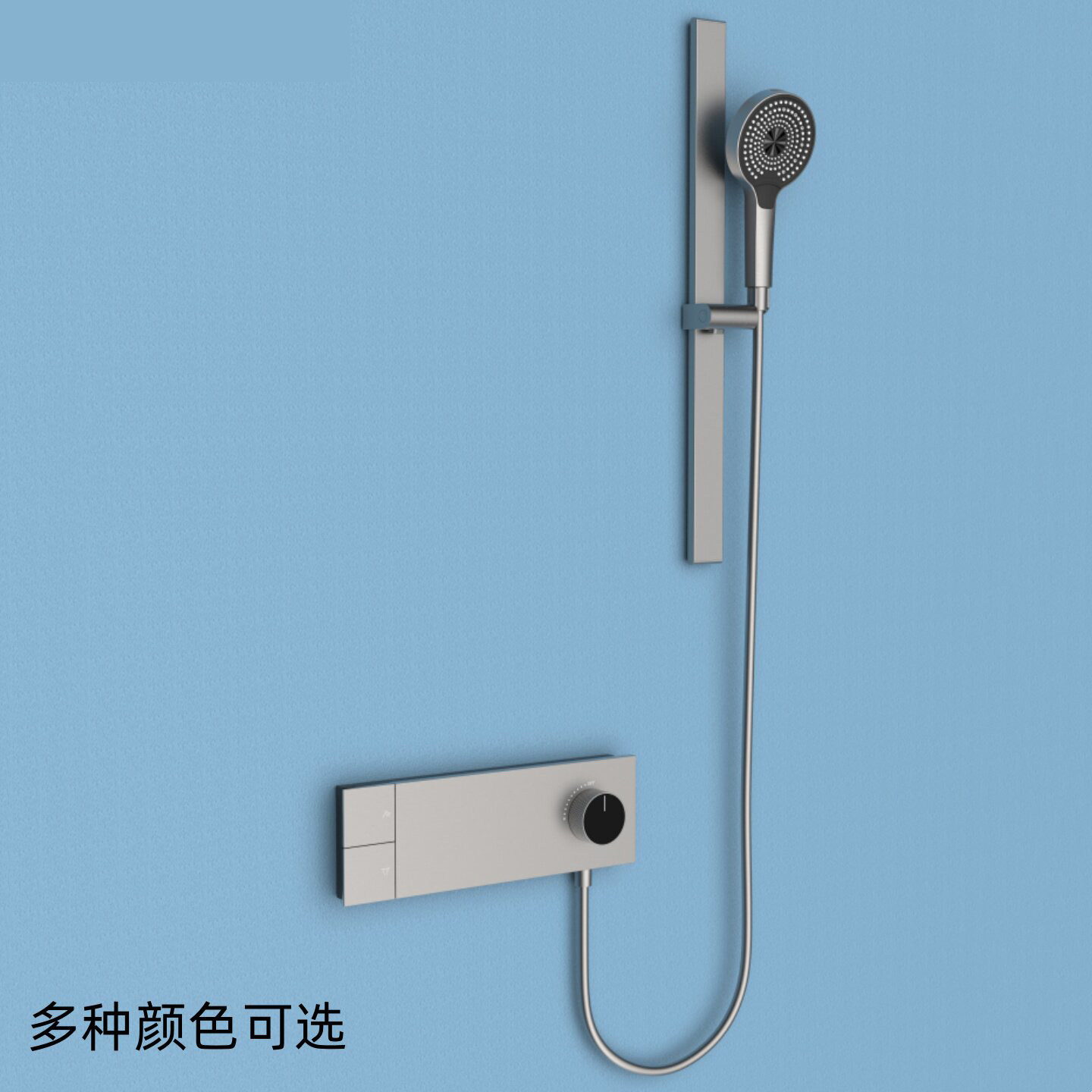 枪灰色极窄超薄冷热水花洒套装浴室挂墙式简易小花洒淋浴器