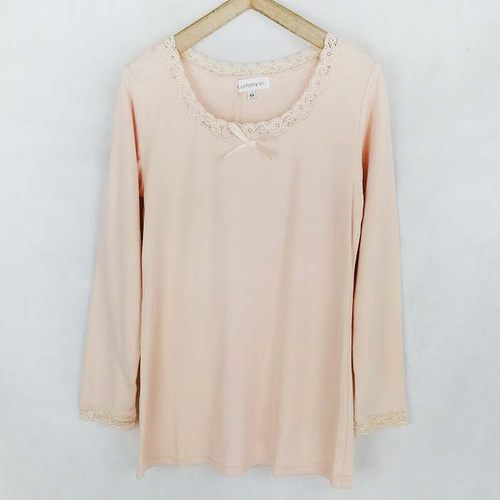 canlemon珂莱曼孕妇全棉秋冬秋衣裤蕾丝打底棉毛针织衫家居服套装