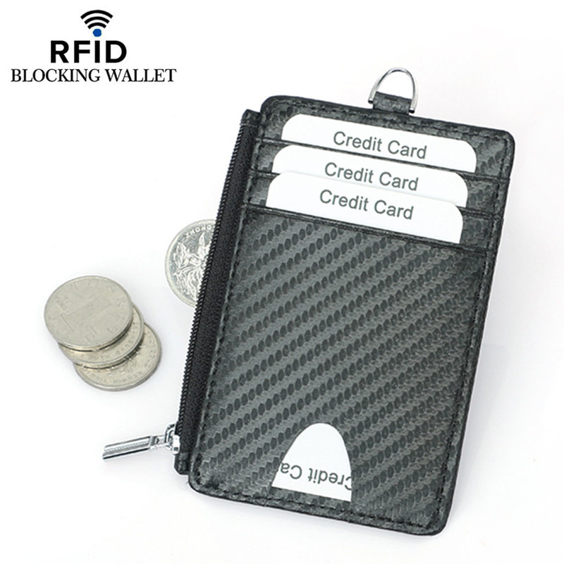 rfid碳纤维卡包男款 防消磁卡包钱包一体男士超薄黑色可放驾驶证