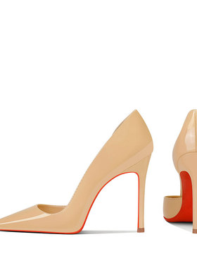 CL红底鞋2025秋冬季新款裸色侧空设计感气质百搭尖头细跟高跟鞋女