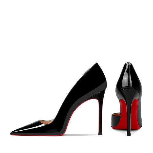 CL红底鞋黑色漆皮侧空法式小众气质2025秋冬新款尖头细跟高跟鞋女