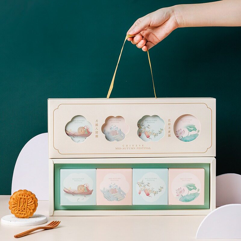 2026精美高档中秋节月饼盒包装盒礼品盒6粒8粒装手提纸创意空盒子