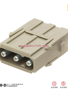 HARTING浩亭09140032602 40A 3芯轴向螺栓连接6-10 mm²公插芯(M)