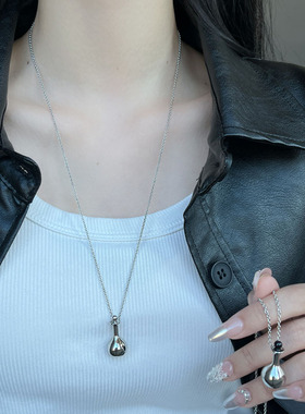 小众设计ins风酒瓶项链铜镀银