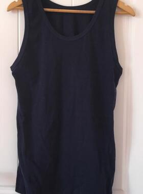 WY外贸日本木鸡纯棉舒适男士白色短袖速干藏蓝色柔软吸汗背心