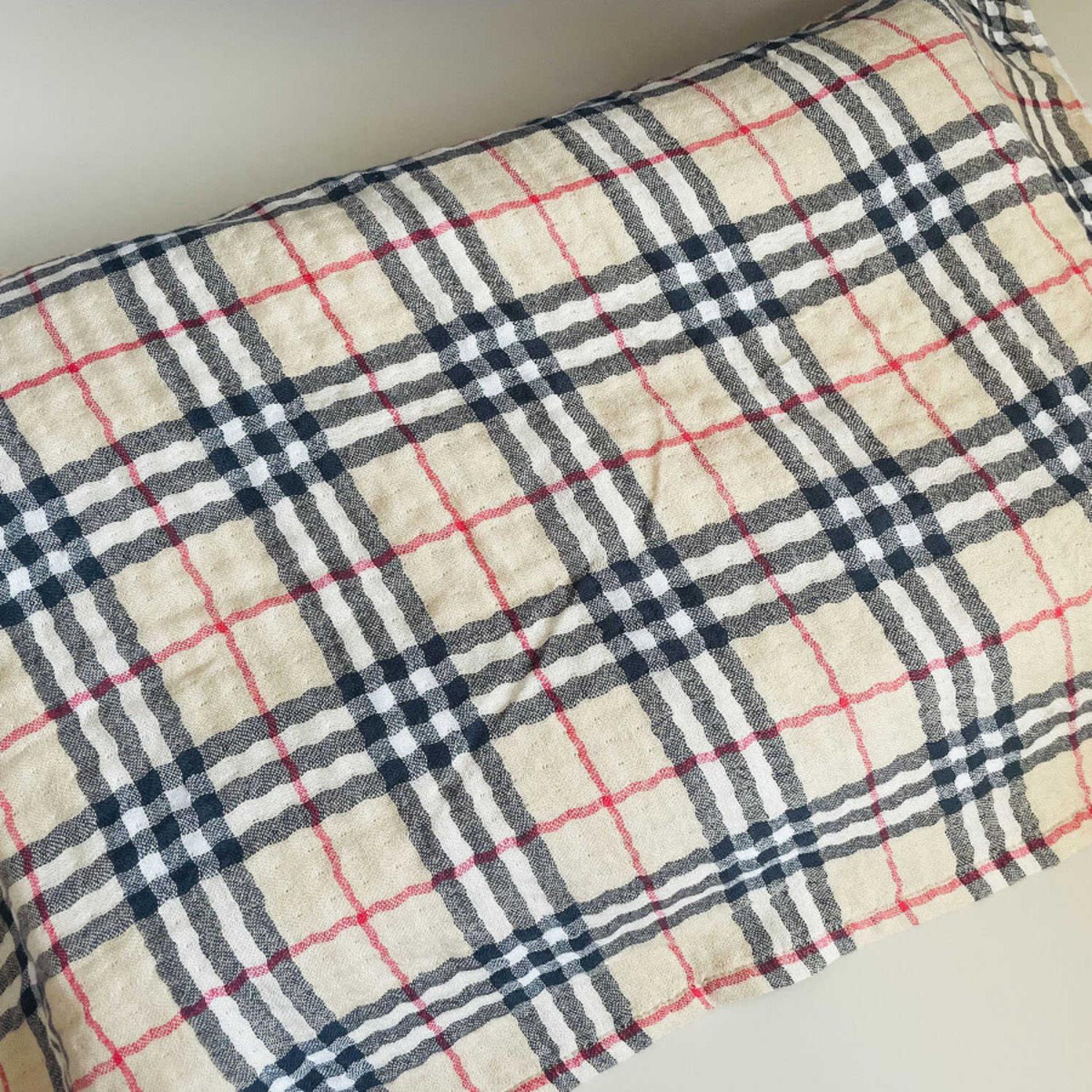 【BBR】1对 纯棉无捻纱四层纱布透气松软到舒服格子单人枕巾