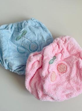 外贸日本selb 纯棉毛巾料刺绣樱桃宝宝爬行学习pp内裤头清仓微瑕