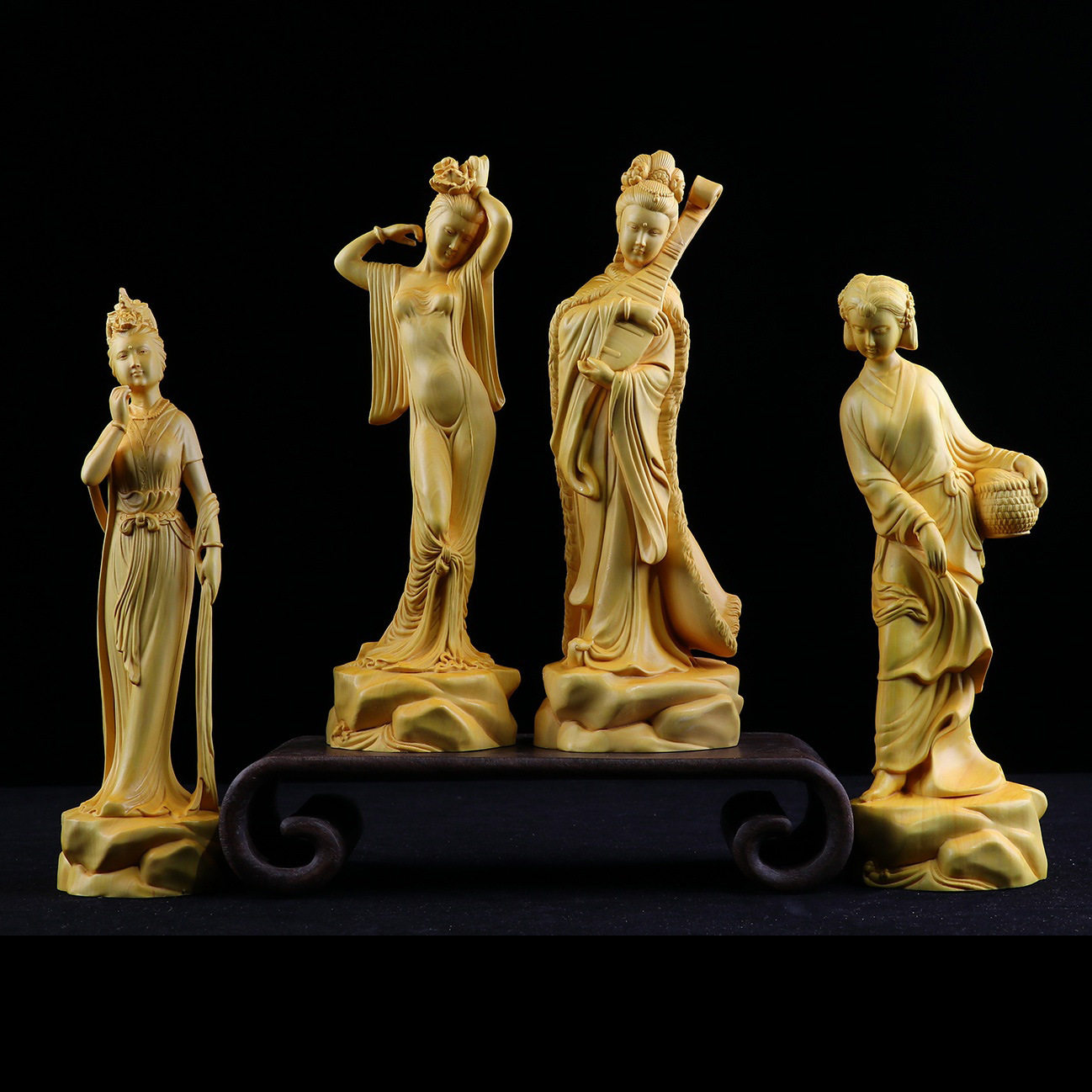 黄杨木雕古代四大美女古典人物西施王昭君貂蝉杨玉环收藏佛像摆件