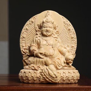 天然原色黄杨木雕藏佛神像黄财神