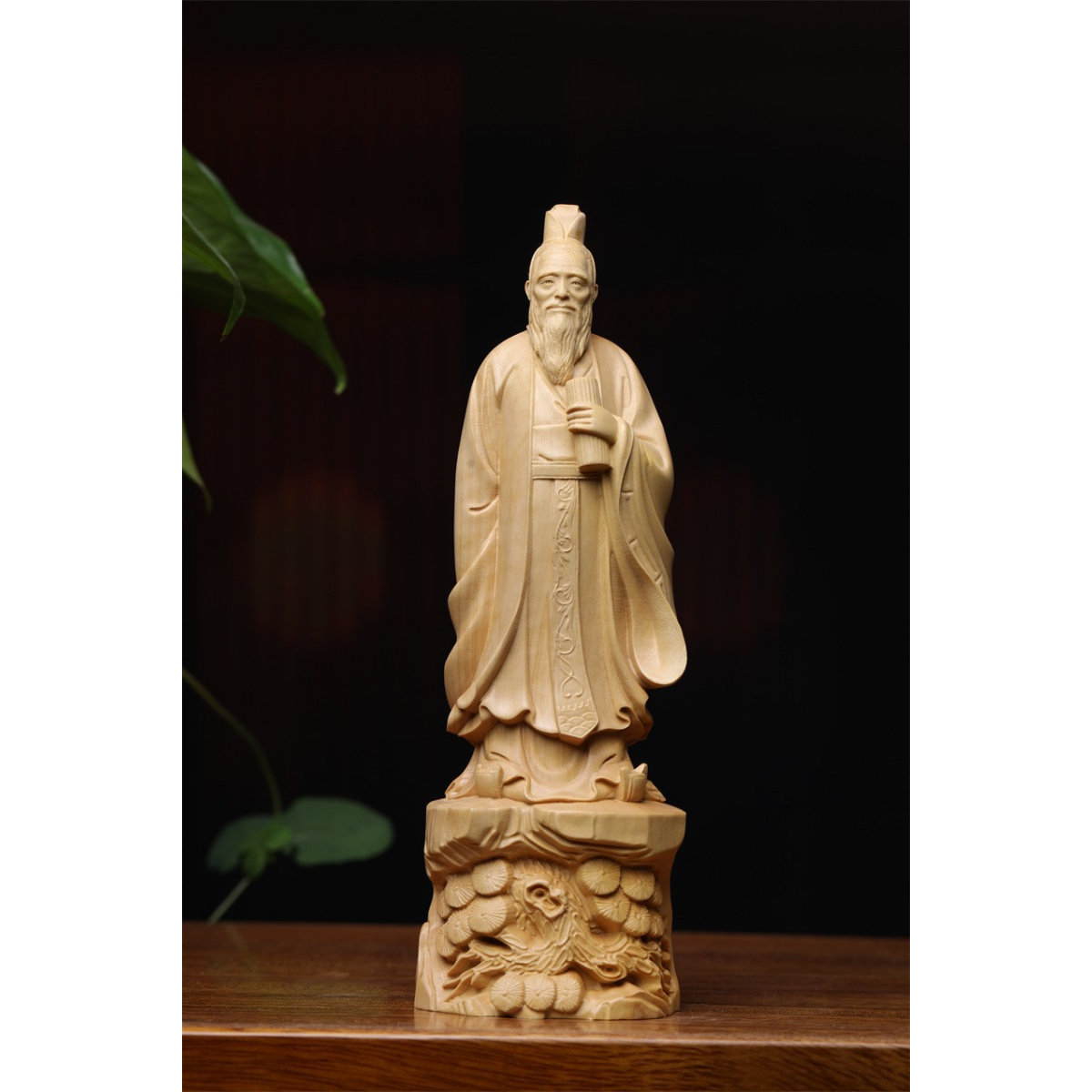 黄杨木雕儒家孔子人物实木孔夫子教师节赠老师书桌装饰摆件礼品