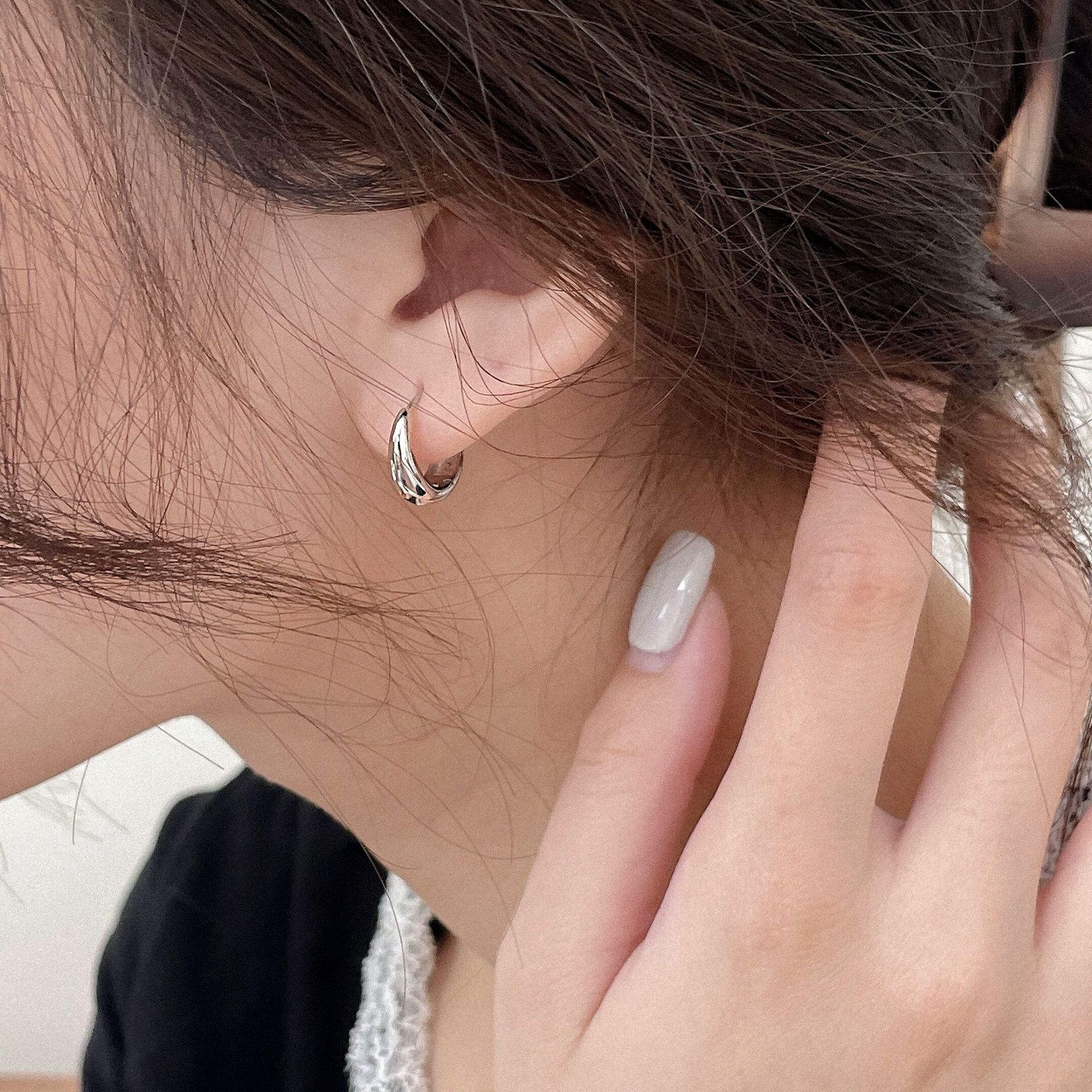 通体S925纯银圆肚耳环