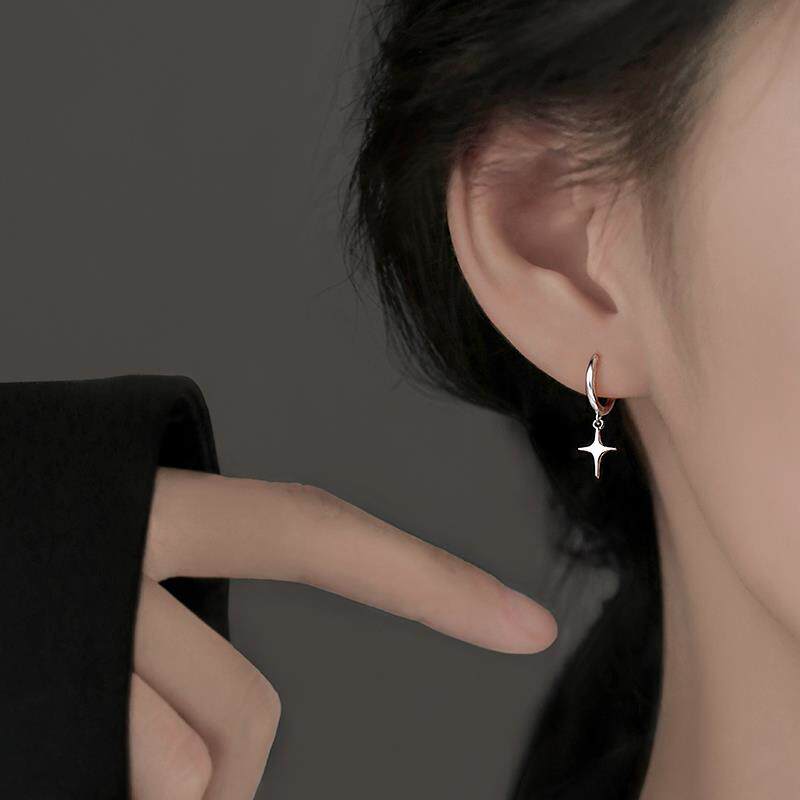 通体S999足银纯银十字架四芒星耳环耳饰耳坠耳环耳扣女款气质韩版,饰品/流行首饰/时尚饰品新,银饰耳饰,淘宝优惠券,粉丝福利购,淘宝优惠卷