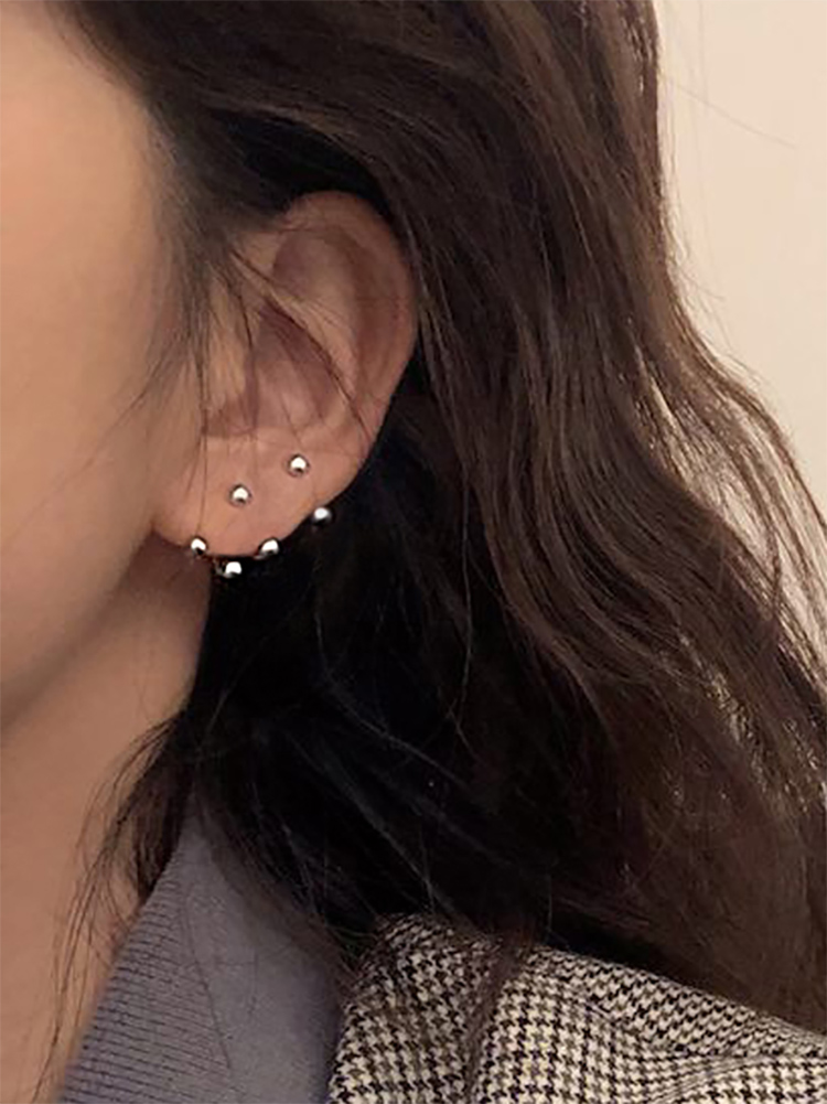 个性多戴法耳钉925纯银耳坠简约双耳洞短款耳环女韩版ins小众设计