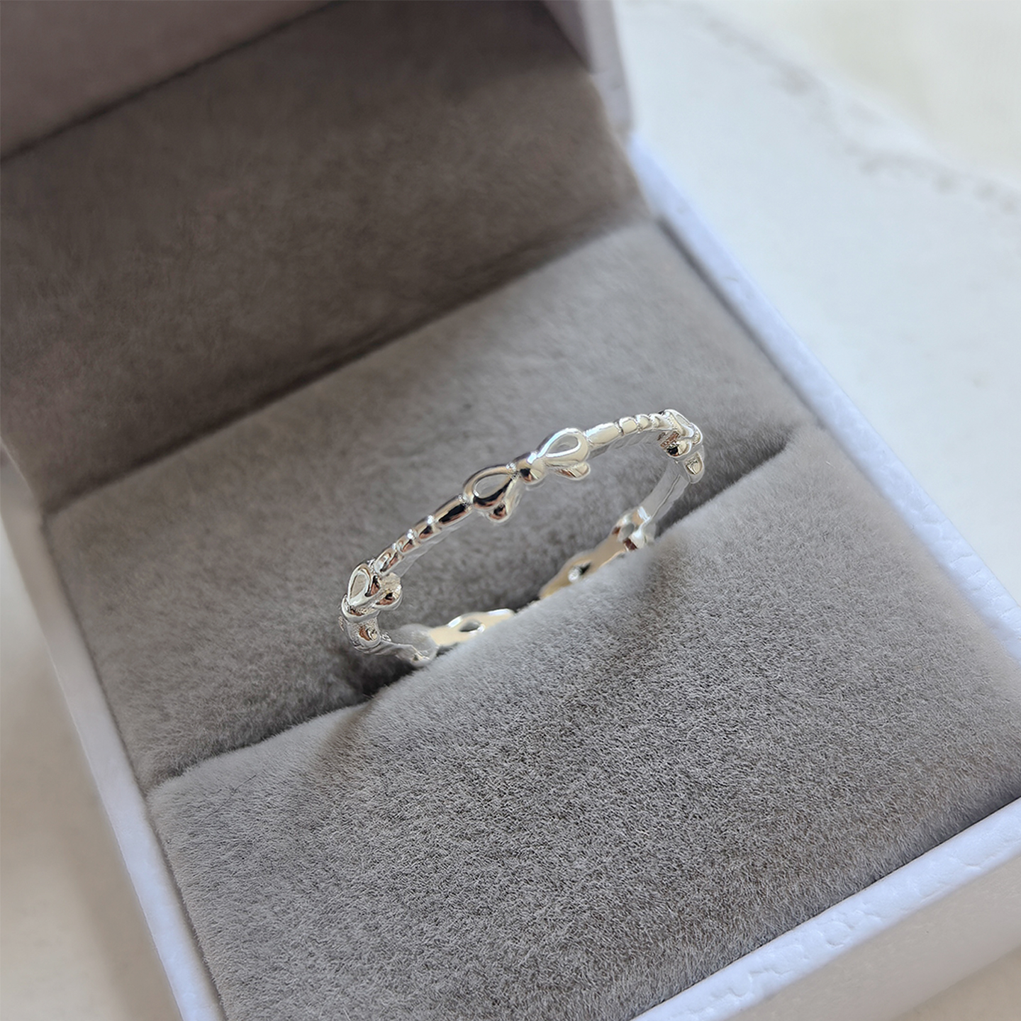 通体S925纯银蝴蝶结戒指