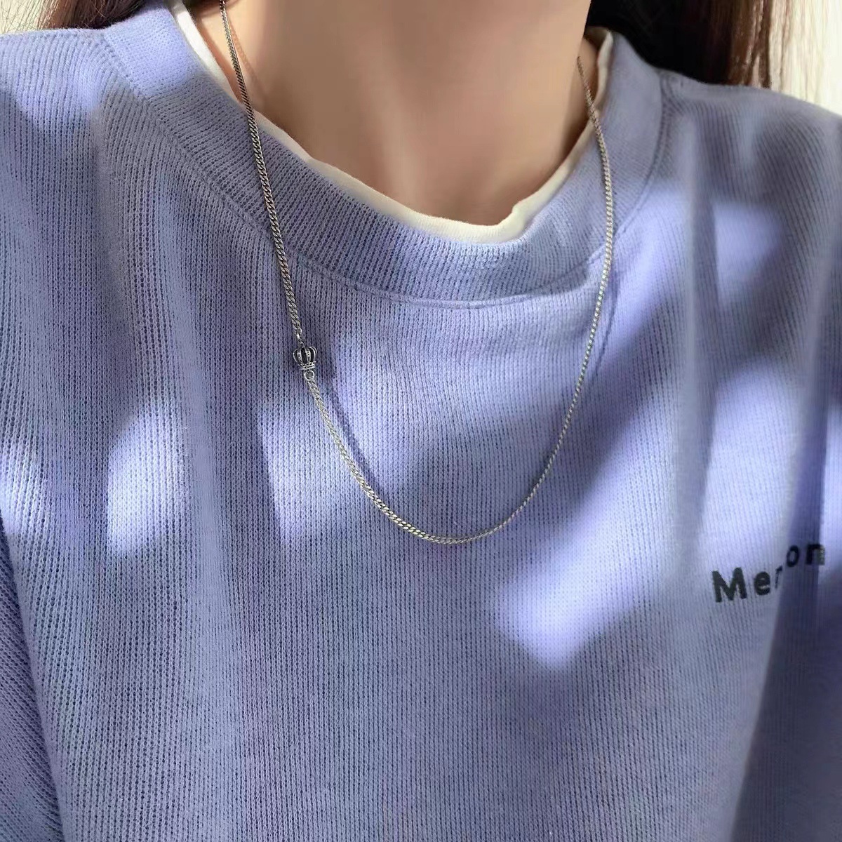 通体S925纯银灵动皇冠项链