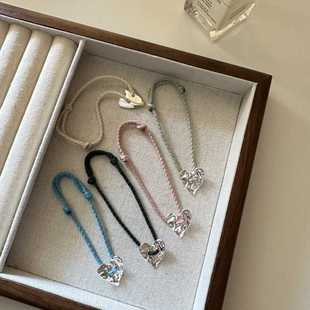 S925纯银设计师治愈系爱心花朵手链清新百搭森系多巴胺风手绳手链