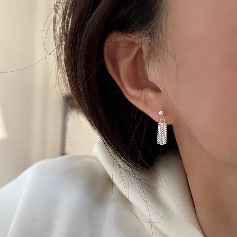 S925纯银简约流苏耳钉