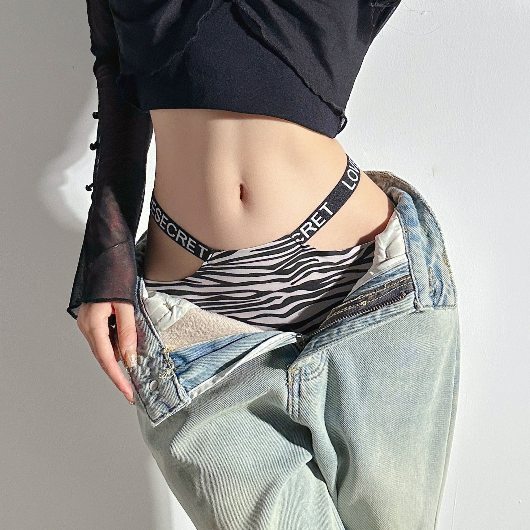 狂野欧美薄款冰丝镂空透气