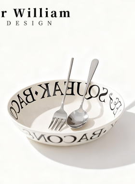 MR William 法式复古字母罗马印象陶瓷餐具沙拉碗高级感菜盘子