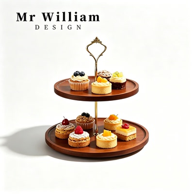 MRWilliam欧式实木双层点心盘