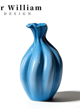 MR William 新中式侘寂风蓝色陶瓷花瓶居家装饰高级感小众设计