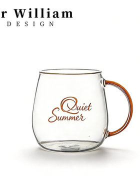 MR William 北欧轻奢玻璃杯透明水杯字母高级印花大容量创意杯子