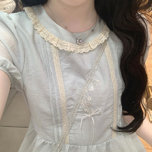 优雅公主裙初中学生法式 高中女生甜美气质连衣裙夏季 温柔风中长裙