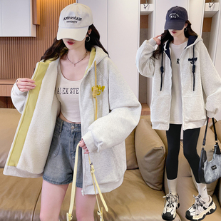 冬季新款保暖羊羔毛外套女初高中大学生时尚韩系加绒加厚棉袄棉衣