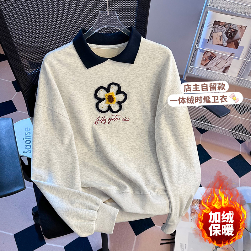 潮流百搭加绒加厚宽松休闲风卫衣