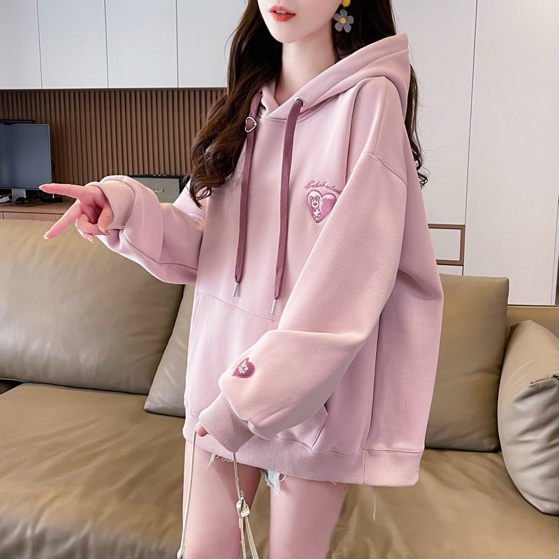 潮流时尚加绒加厚宽松休闲风卫衣