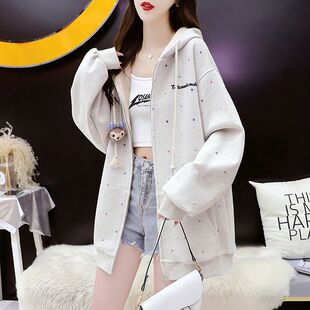 初中女生宽松时尚卫衣春2026新款高中学生洋气减龄连帽开衫外套秋