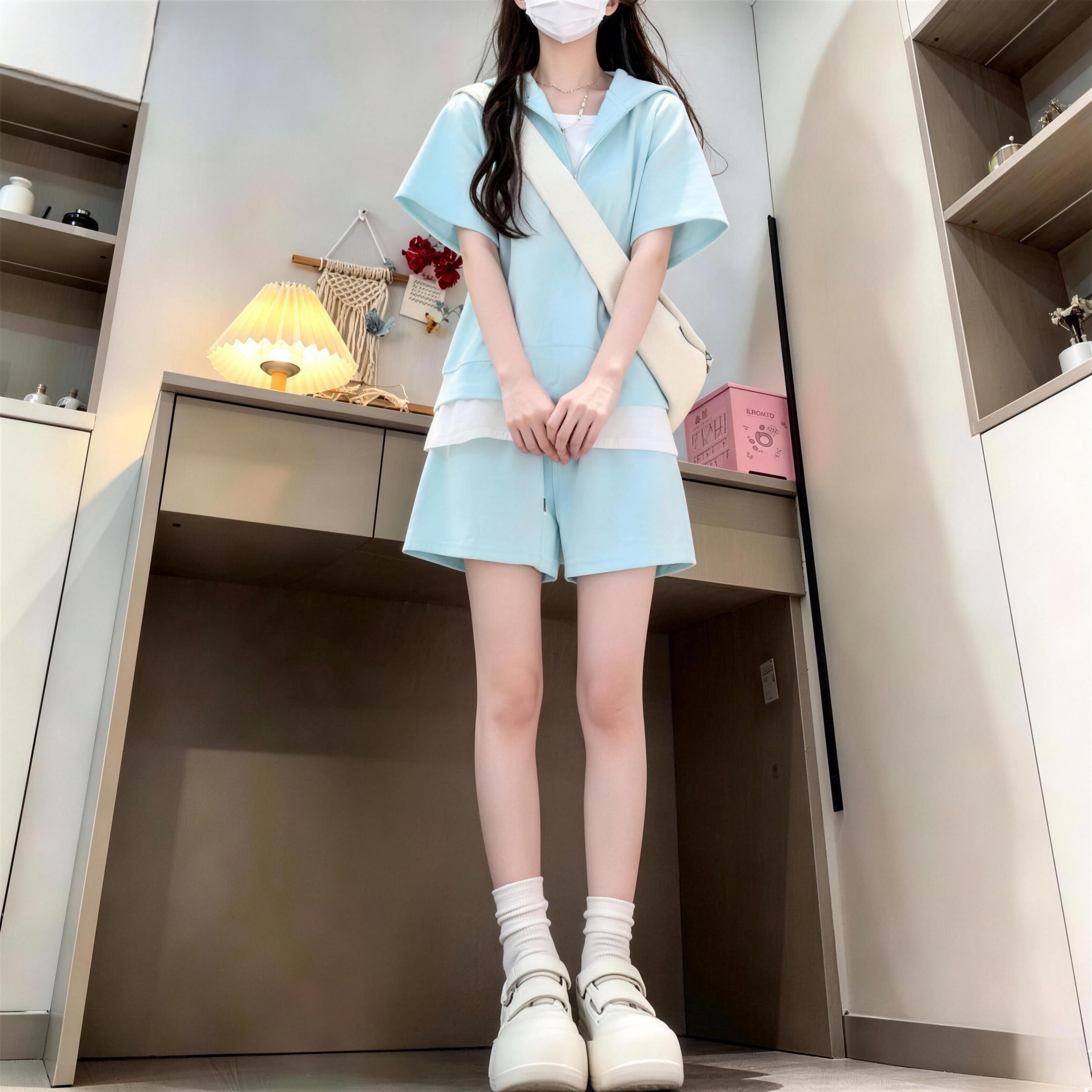 夏季盐系休闲运动套装女初高中学生宽松假两件短袖卫衣短裤两件套