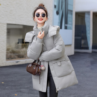 少女韩版中长款羽绒棉服冬新款初高中学生宽松时尚加厚面包服棉衣