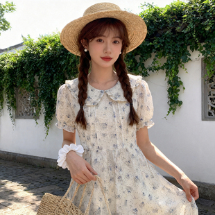 法式甜美小清新碎花连衣裙夏漂亮裙子初高中大学生温柔气质中长裙