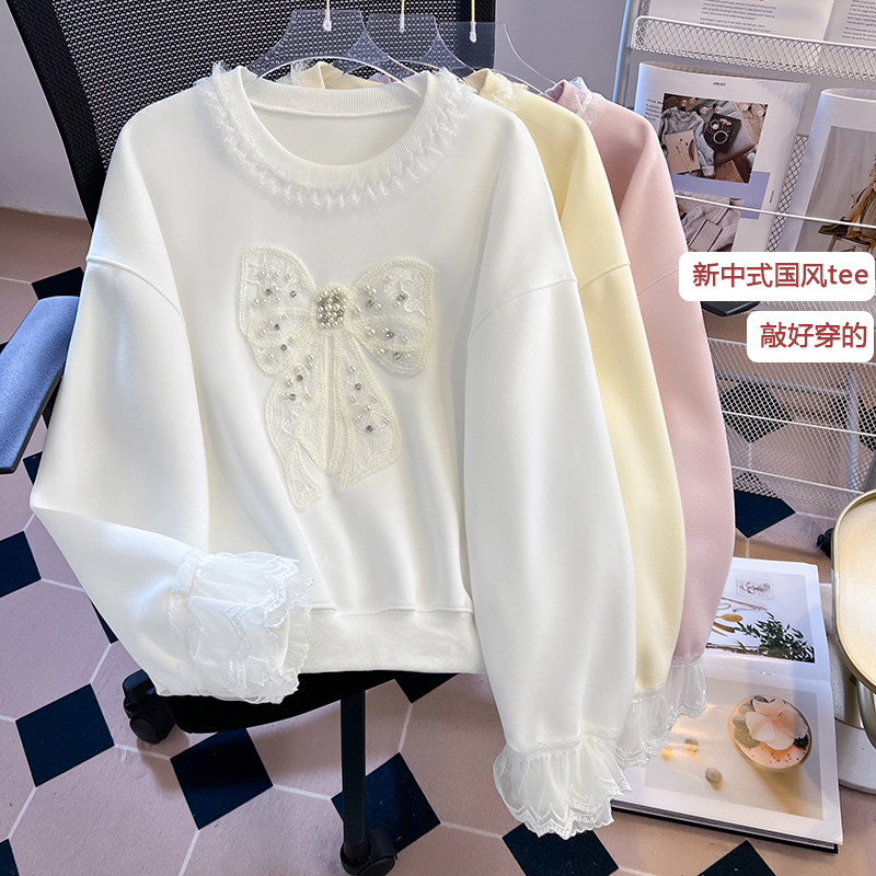 初中女生洋气甜美卫衣春秋新款16岁高中学生宽松时尚简约长袖上衣