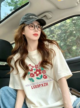 半袖休闲风薄款洋气百搭少女T恤