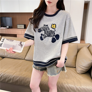 初中生棉质短袖t恤女夏2026新款高中学生潮流ins时尚宽松休闲上衣