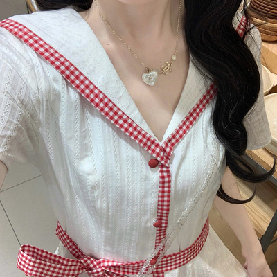 学院风A字裙洋气时尚少女过膝裙