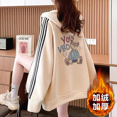 潮流时尚加绒加厚开衫休闲风外套