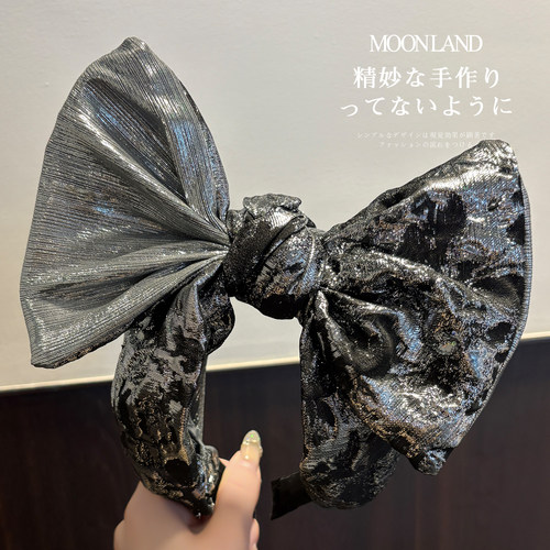轻奢高级感细闪蝴蝶结宽边发箍女