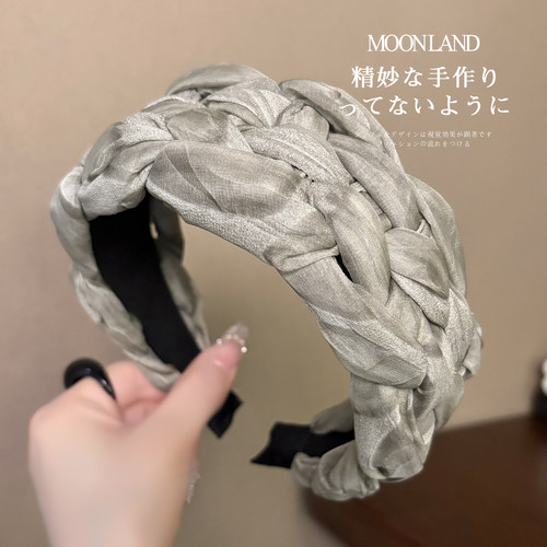 高级感法式编织网纱宽边发箍发卡