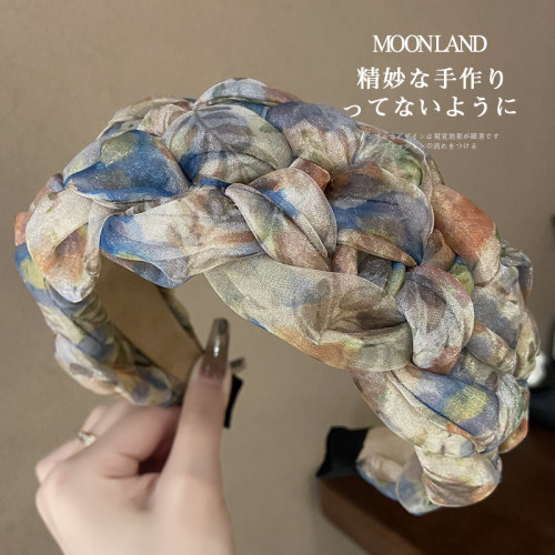 韩式温柔碎花晕染编织发箍女新款