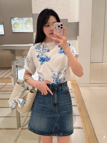ZHOU买手店｜26ss春夏新款 青花瓷印花 花卉短袖T恤女装上衣
