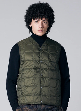 国内现货 Taion 001 25AW军事绗缝V领轻便保暖羽绒服内胆背心马甲