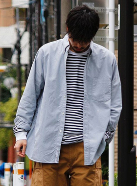 现货 Nanamica Button Down Wind Shirt简约纯色纽扣长袖衬衫衬衣