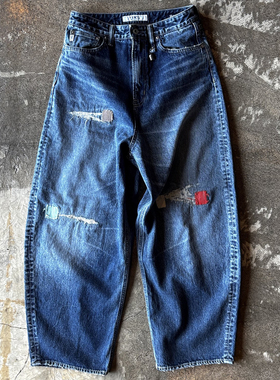 现货 FDMTL Classic Straight Denim CS138 26SS拼接做旧牛仔长裤