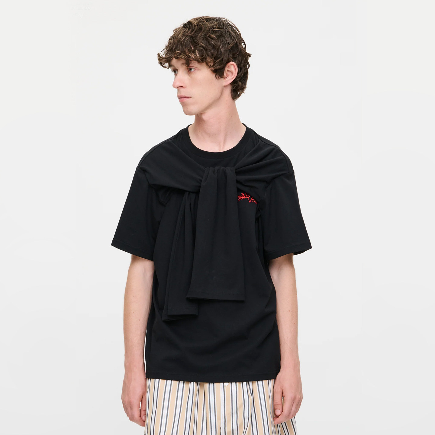 Charles Jeffrey Loverboy 小众设计胸前打结短袖T恤夏季宽松上衣